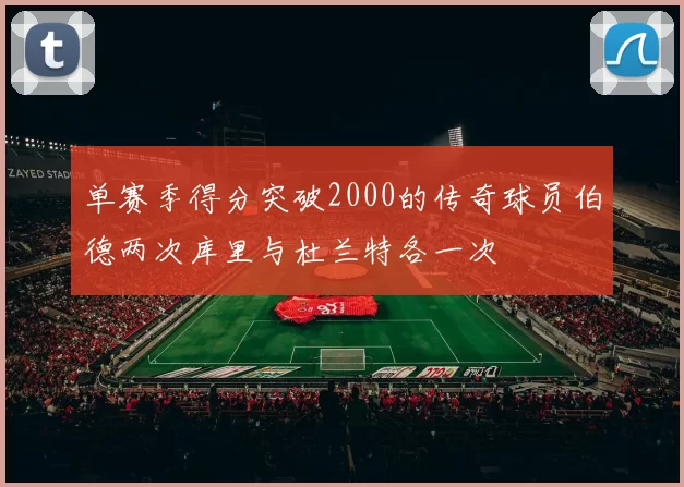 单赛季得分突破2000的传奇球员伯德两次库里与杜兰特各一次